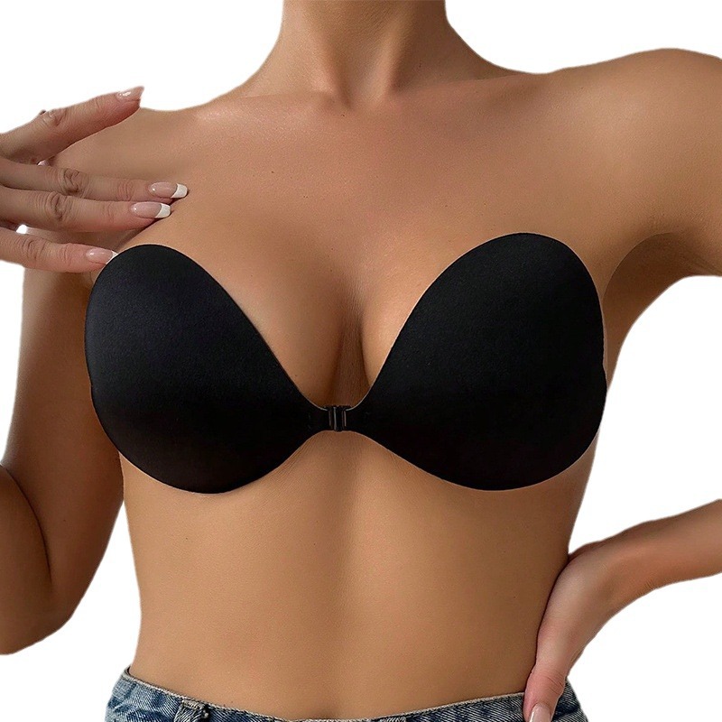Picture of Cross-Border European and American Invisible Bra, Seamless Front Buckle Push-Up Round Cup Bra Patch, Breathable Pure Color Strapless Intimates Supply