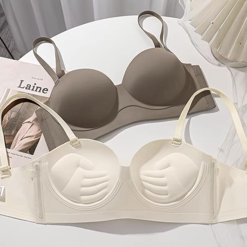 Half cup underwear women's small chest push up thickened outer expansion bra flat chest aa cup non-empty cup seamless bra big chest