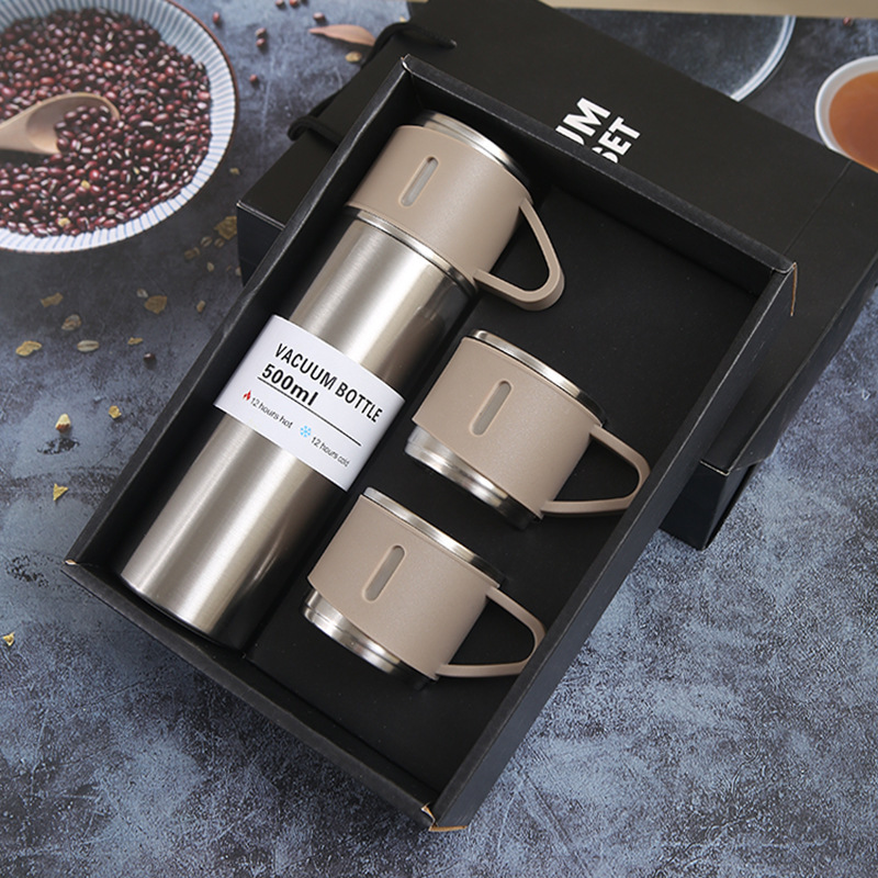 Picture of 304 Stainless Steel Thermos Cup Tea Cup One Cup Three Lid Business Gift Box suit Outdoor Water Cup Activity Gift Wholesale