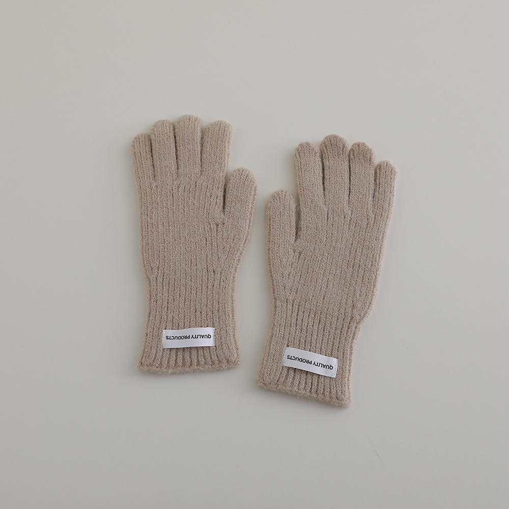 Picture of Winter Children's Knitted Gloves Middle School Students' Knitted Five-Finger Gloves with Exposed Thumb and Index Finger Students Writing Gloves