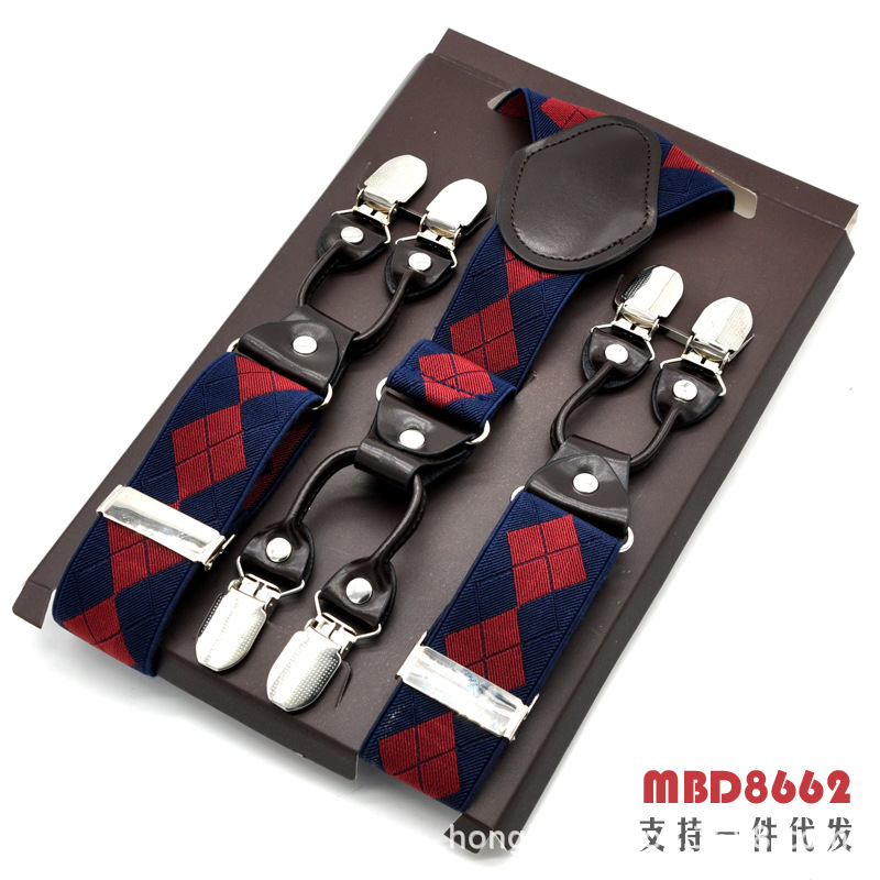 Picture of Cross-Border Supply Men's Suspenders Six-Clip Suspenders Elastic Adjustable Fat People Suspenders Men and Women Suspenders