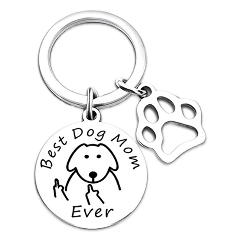 Stainless steel lettering dog tag best dog/cat mom ever cat Claw accessories, pet keychain