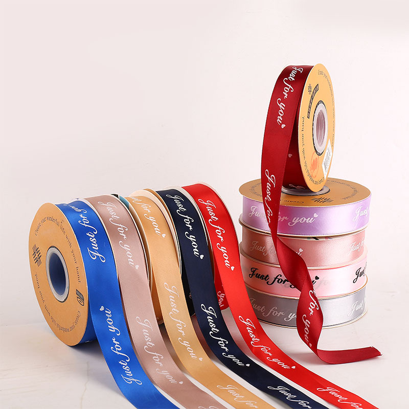 2.5CM flowers gift cake packaging ribbon printed English letters polyester ribbon bouquet ribbon ribbon ribbon wholesale