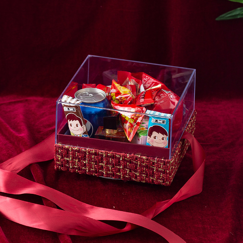 Picture of Accompanying Gift Box Empty Box Bridesmaid Best Man High-end Velvet Acrylic Gift Box New Wedding Engagement Candy Box