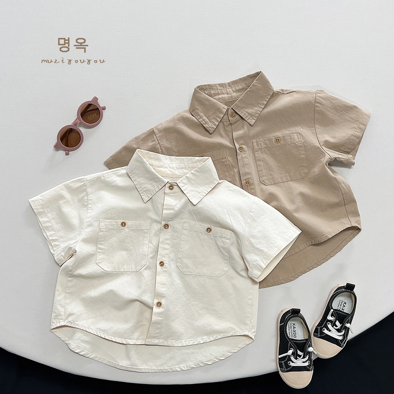 Picture of Copy good build ~ spring and summer new children's half sleeve shirt boys and girls Japanese Korean simple short sleeve coat tide children's clothing