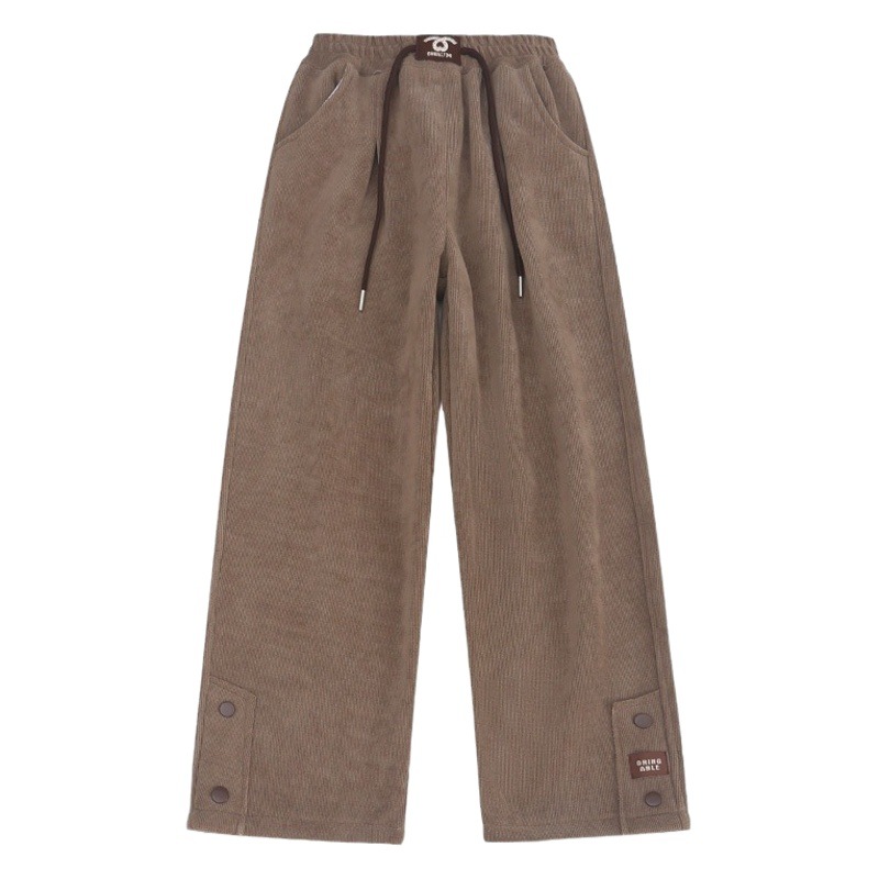 Girls' Autumn and Winter Fleece-lined Pants 2023 New Children's Western-style Thickened Wide-leg Pants Large Children's One-piece Fleece Straight Pants