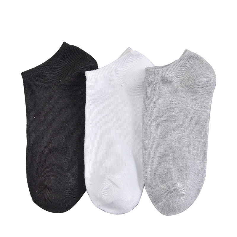 Picture of Black and White Grey Flat Boat Socks Solid Color Four Seasons Thin Short Socks Sweat Absorbing Invisible Socks All-match Cotton Socks