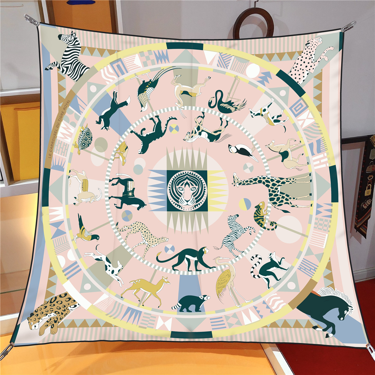 Picture of Cross-Border New Animal Carousel Print 90 Square Scarf Women's Fashion Twill Elegant Scarf Decorative Silk Scarf Scarf