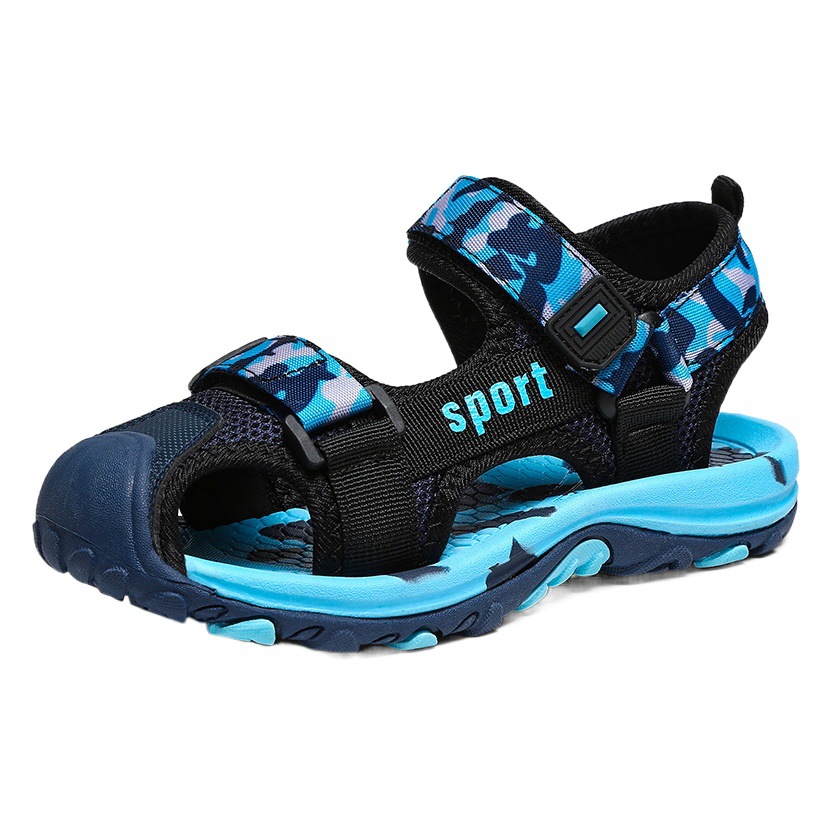 2025 summer big children's sandals fashion camouflage boys shoes wholesale baotou anti-kick children's beach shoes wholesale