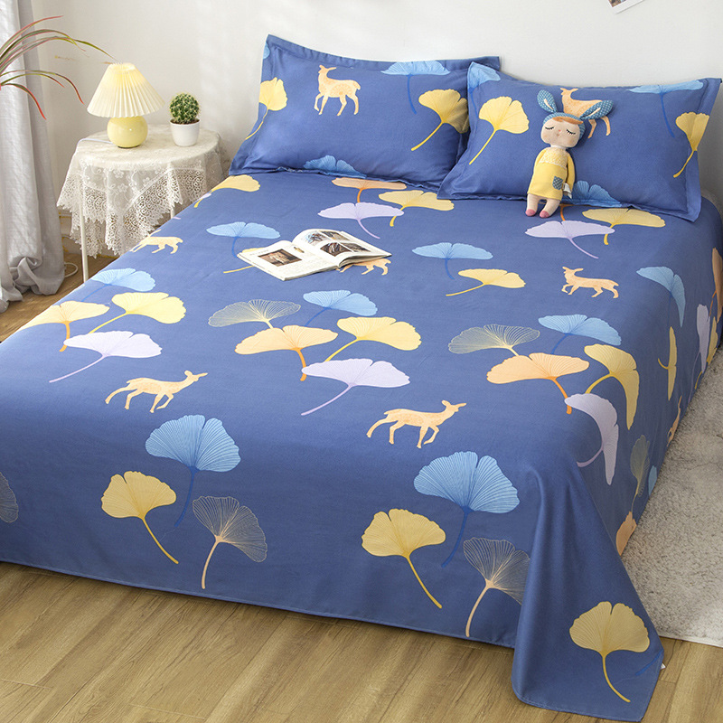 New Style Bed Sheet Single-piece Thickened Encryption Small Fresh Single-double Sheet Non-pure Cotton Cotton Three-piece Bedding