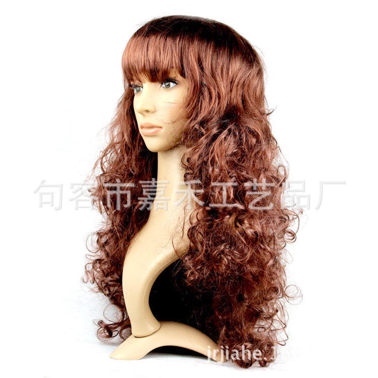 Picture of Cross-Border E-Commerce Halloween Christmas Masquerade Costume Catwalk Colorful Big Wave Wig Set Cosplay