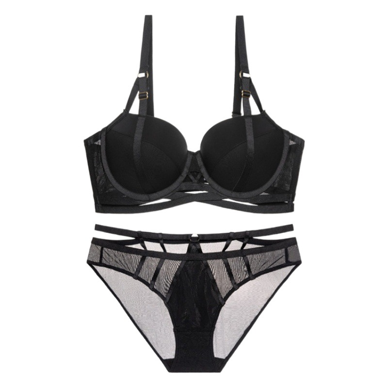 New Foreign Trade European and American Style Small Bust Enhancing Push-Up Bra Set with Side Support, Sexy Anti-Sagging Soft Underwire