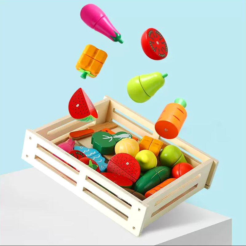 Children's wooden magnetic cutting Play House suit puzzle simulation vegetable and fruit kitchen children's educational toys
