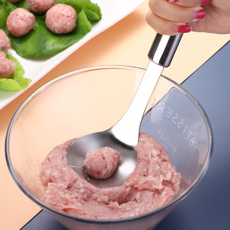 Picture of 304 Stainless Steel Meatball Maker Kitchen Tools Meatball Spoon Fish Ball Shrimp Sliding Pressing Meatball Creative Household