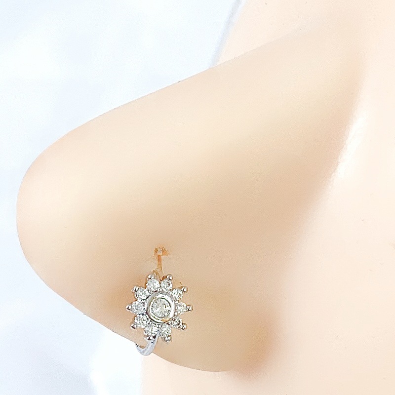 Picture of Cross-border Accessories Heart-shaped Zircon Flower Copper Nose Decoration False Nose Ring Earrings Women's Fresh Ins Style High-end Jewelry