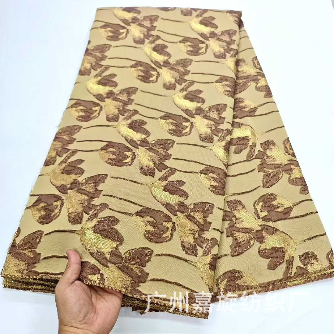 Chinese Style Tulip Embossed Gold Jacquard Fabric Tang Suit Vest Hanfu Fashion Embroidered Fabric Brocade Lace