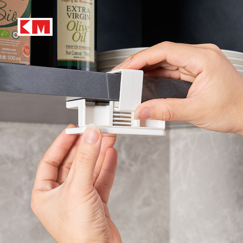 Picture of Japanese-style Kitchen Dish Rack Cabinet Door Rear Towel Rack Hole-free Plastic Dish Cloth Buckle-type Storage Rack