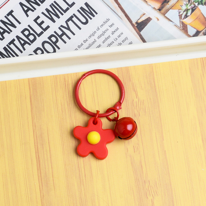 Picture of Korean Style Hyun-a Small Fresh Color Small Flower Bell Keychain Tanabata Gift Key Ring Bag Women's Hanging Accessories
