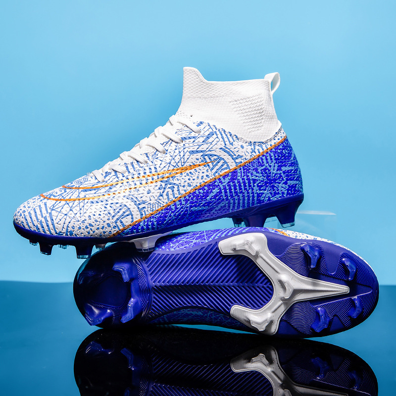 2024 New Cross-border High-top Spike 15 Football Shoes Men's Autumn AG Long Broken Nails Artificial Lawn Training Football Shoes