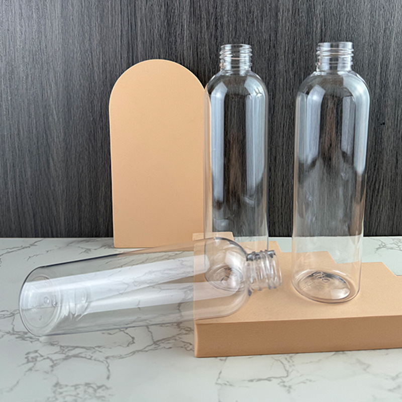 24 Teeth 250ml Round Shoulder Bottle pet Factory Direct Sales Transparent Daily Packaging Shower Gel Shampoo Plastic Bottle Sample