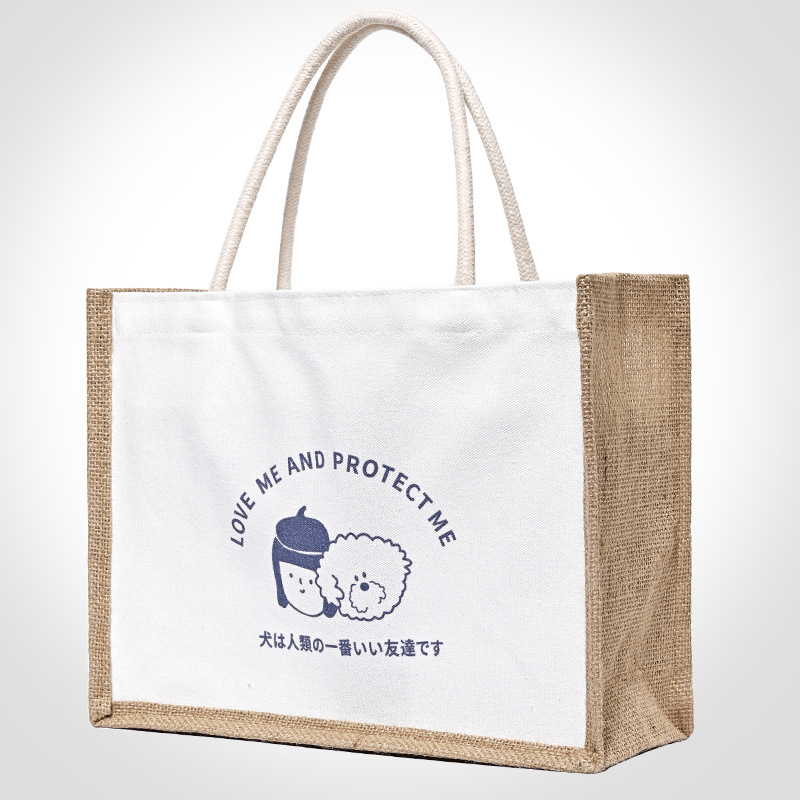 Canvas bag spot cotton tote bag Japanese shopping bag linen bag gift cartoon printed logo linen bag