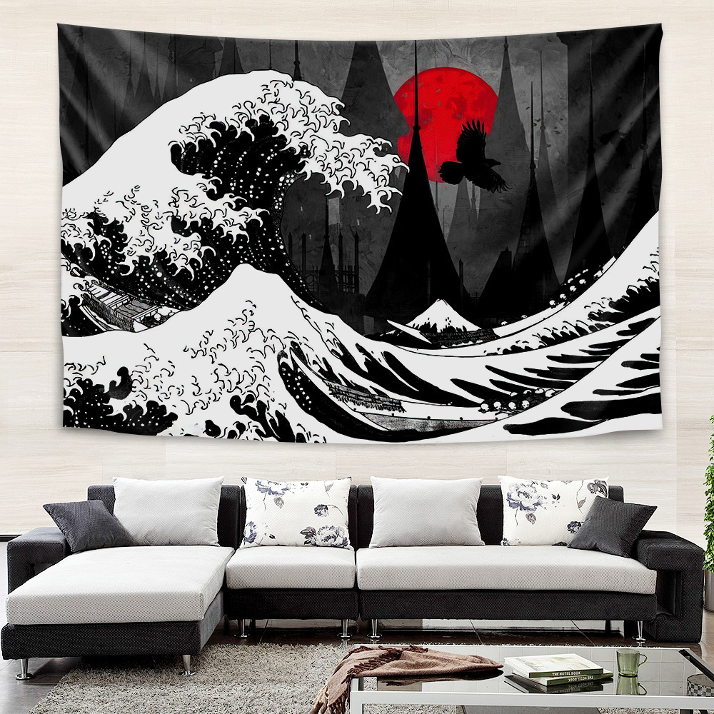Picture of Internet Celebrity Background Cloth Ins Style Ukiyo-e Wall Cloth Tapestry Bedroom Room Decoration Background Wall Bedside Hanging Cloth