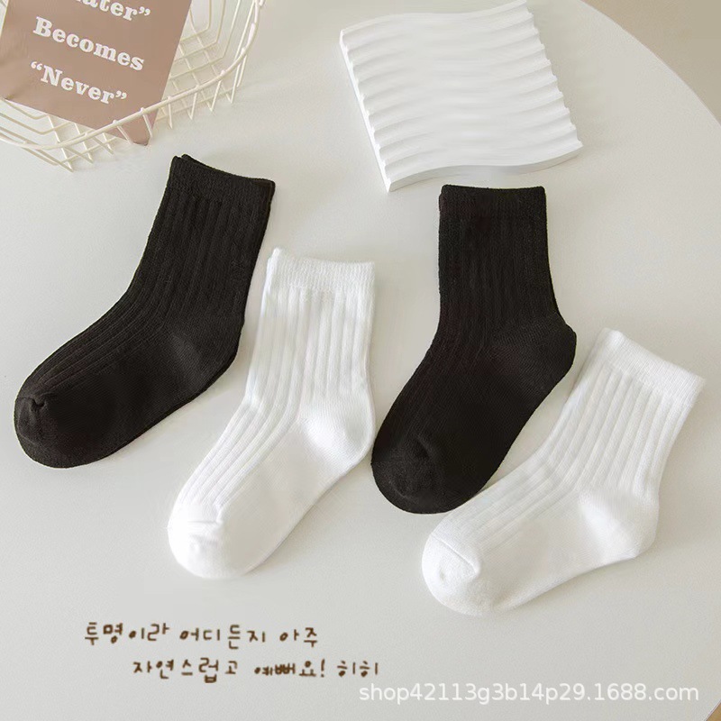 Picture of Children's socks spring and autumn Class A cotton boys' and girls' socks Korean style solid color baby mid-calf socks autumn medium and large children's fashion
