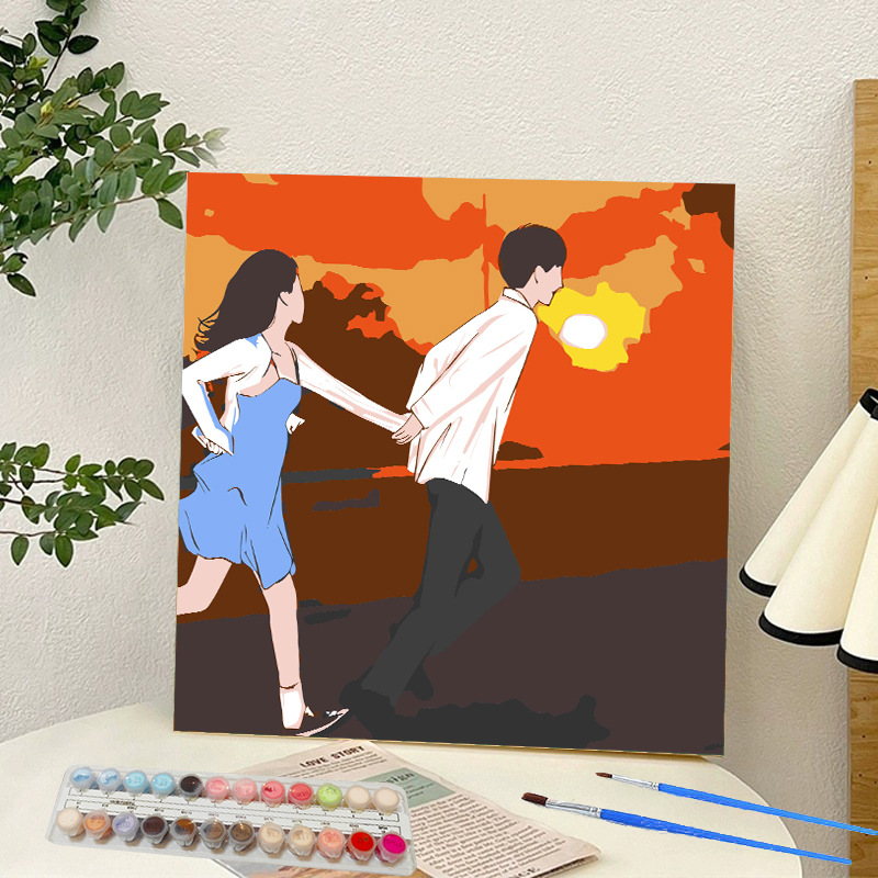 Picture of Digital oil painting landscape Dafen village hand-painted mathematical oil painting coloring painting oil painting flowers flower oil painting wholesale