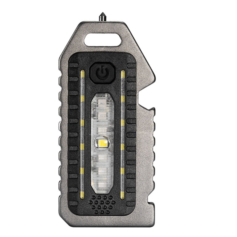 Cross-border new keychain light Type-C charging outdoor emergency survival post safety hammer mini flashlight