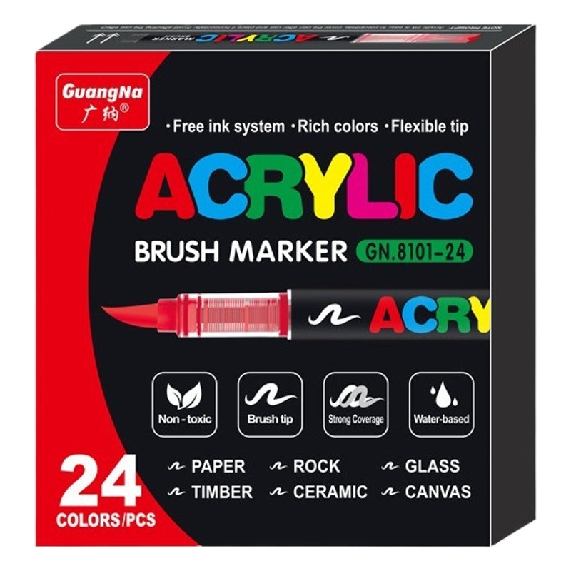 Guangna 8101 Direct Liquid Acrylic Marker Pen 240/288 Colors Soft Tip Art Professional DIY Hand Painting Graffiti Pen