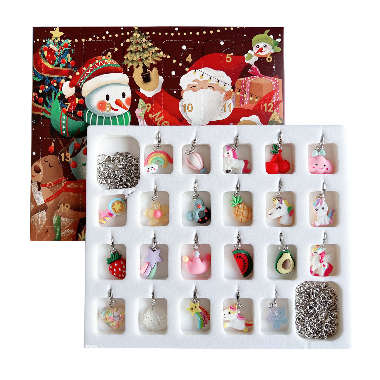 Picture of Maida Blue Christmas Countdown Calendar Gift Box suit DIY Beaded Bracelet Dream Star Bracelet Gift