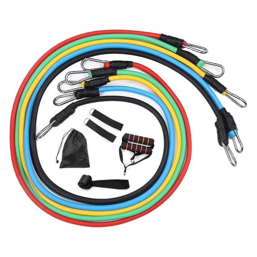 11-piece set of tension device multifunctional tpe tension rope one-word tension Belt Fitness training equipment elastic rope belt