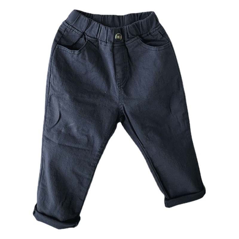 ins Korean-style Spring and Autumn Boys and Girls Simple Casual Pants Comfortable Elastic Waist Simple Four-color Pocket Children's Trousers
