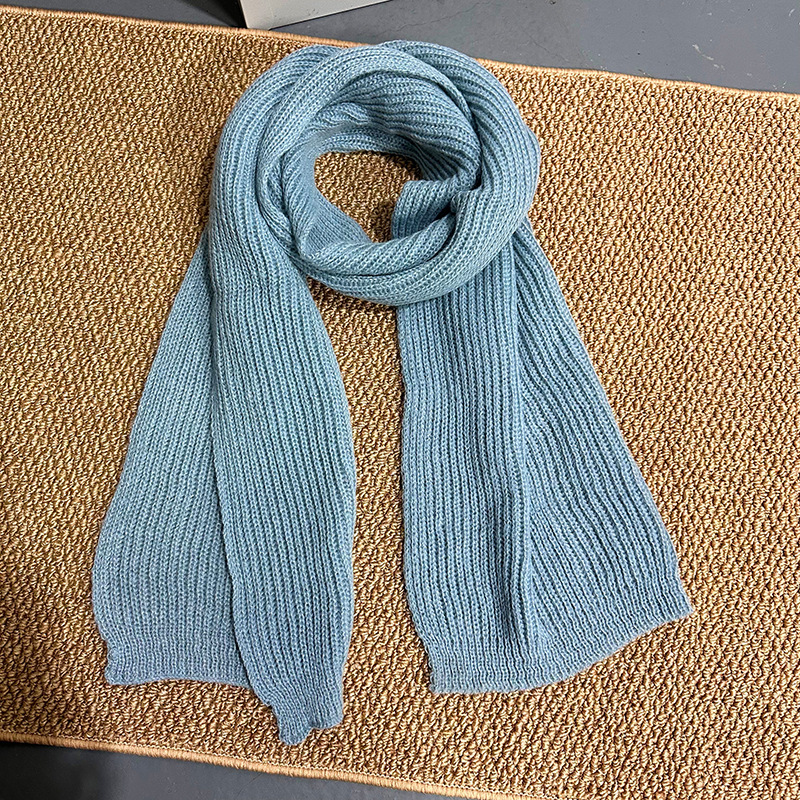Picture of Korean Style Scarf 2024 Winter New Solid Color Internet Celebrity Female Couple Student All-match Knitted Thickened Warm Neck for Men