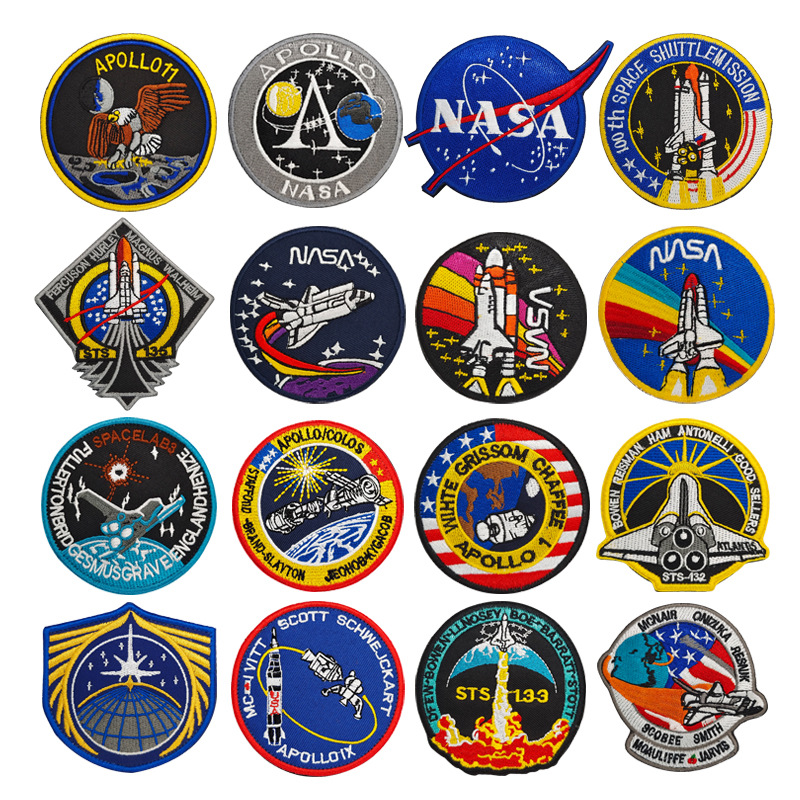 NASA NASA Badge Embroidered Velcro Apollo Program Space Armband Tactical Morale Cloth Sticker