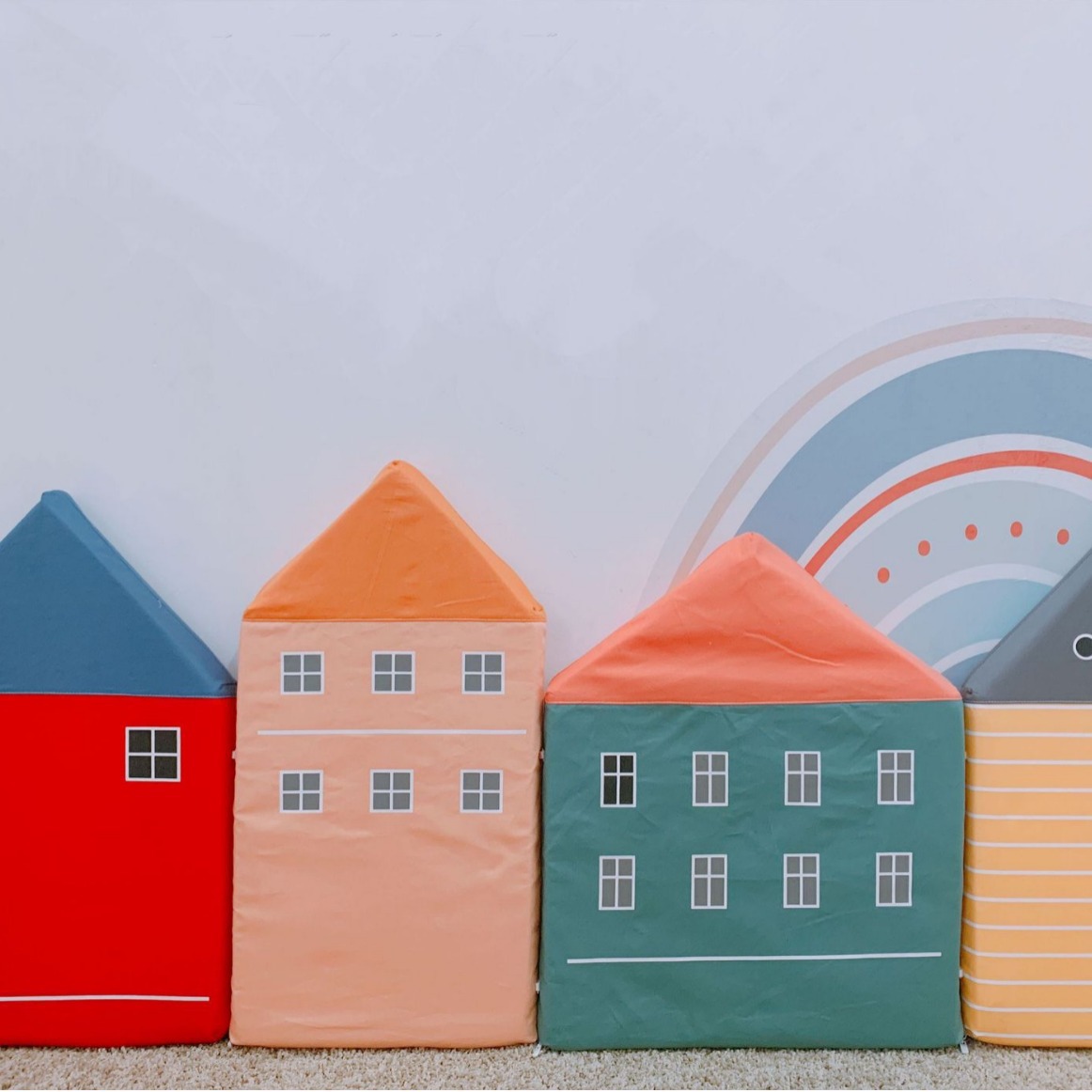 ins New 2021 Spring Small House Anti-collision Bed Circumference Home Decoration Four-piece Children's Room Supplies Three-color