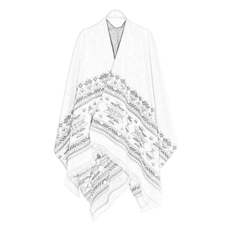 Ethnic Style Travel Large Shawl Women's Cashmere Wool Scarf Cloak Tassel Air-conditioned Room Cloak Blanket Trendy