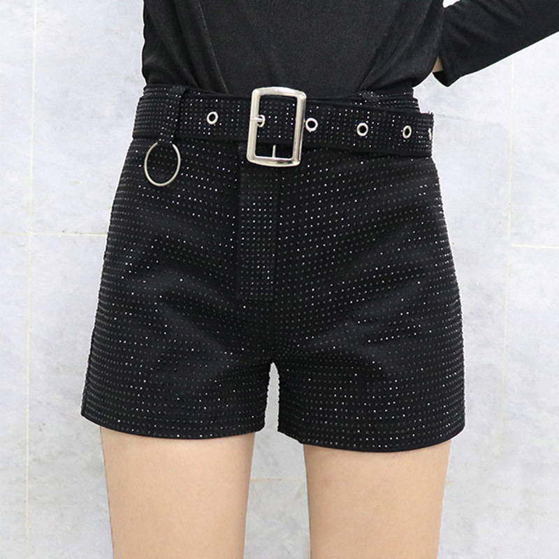 Picture of Full Diamond Shorts Women's Korean-style Celebrity Fragrant Style Fashionable Age-reducing Dopamine Color High-waist Slim-fit Slimming Outer Wear in stock