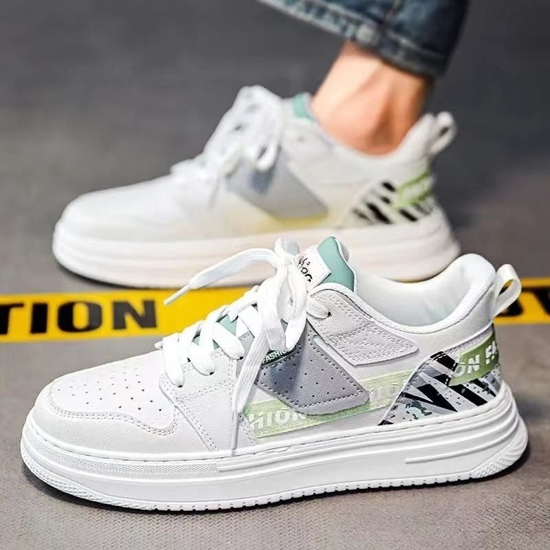2025 Spring Men's Shoes New Breathable White Shoes Men's Trendy All-match Thick-soled Sports Casual Sneakers Trendy Shoes