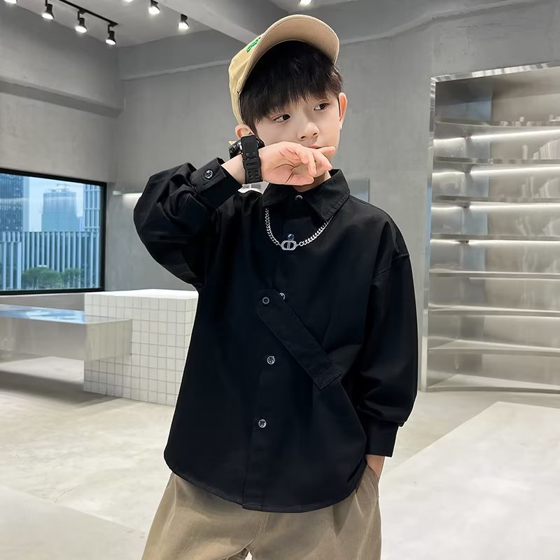 Picture of Boys' Korean Long Sleeve Shirt Autumn New Children's Top Western Style 2024 Spring and Autumn Fashionable Shirt