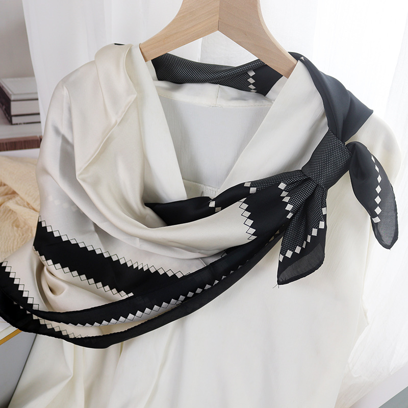 Picture of 90cm Cloud Brocade Square Scarf Hangzhou Silk Scarf Turban Shawl Scarf Women's Summer Outer Wear Spring Autumn Winter