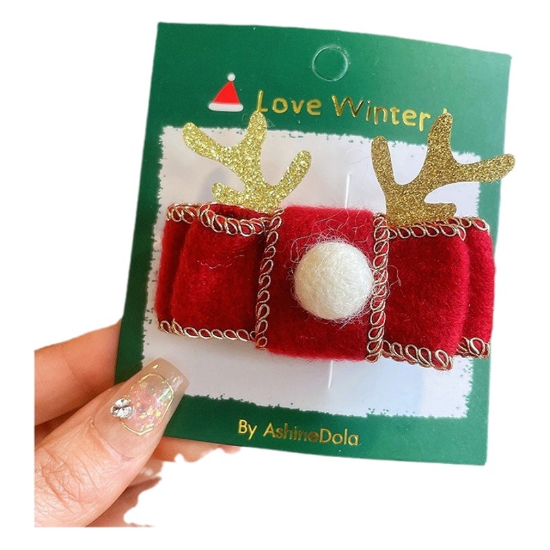 (Christmas hair accessories collection) Mori cute antlers holiday dress up headband children bow hairpin headdress