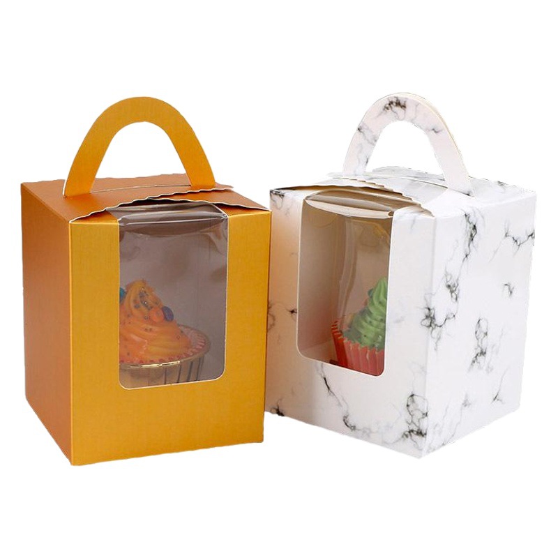 1 Portable Windowed Cupcake Packaging Box, Egg Tart Box, Muffin Box, Baked Dessert Packaging Box, Pastry Box