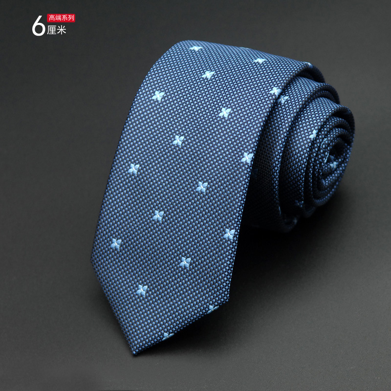 Picture of Men's Tie Korean Style Casual Polyester Silk Narrow Business Fashion Groom Wedding 6cm Small Tie