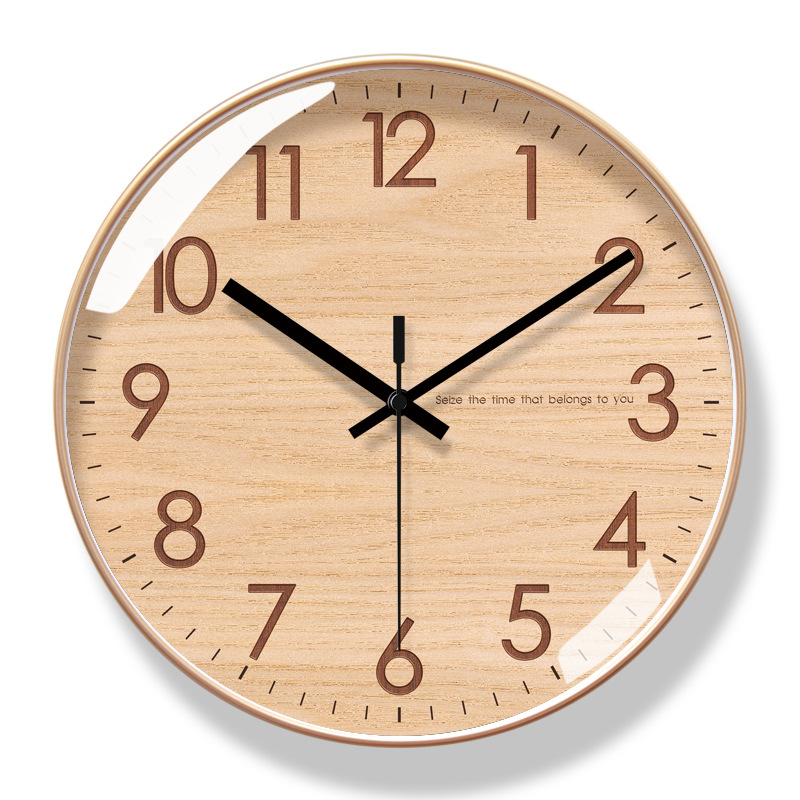 Picture of Yipula 6857 Wooden Texture Wall Clock Living Room Clock Fashion Art Clock Wall Watch Silent Sweep Second Quartz Clock