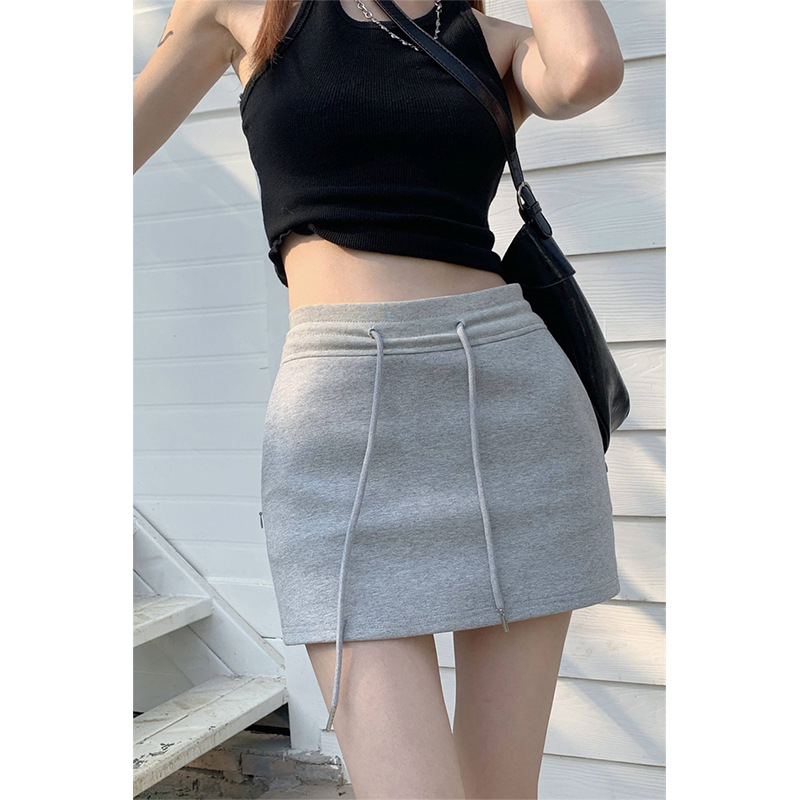 2023 New Hot Girl Skirt Female Student Summer Design Drawstring High Waist All-match A- line Fairy Short Skirt