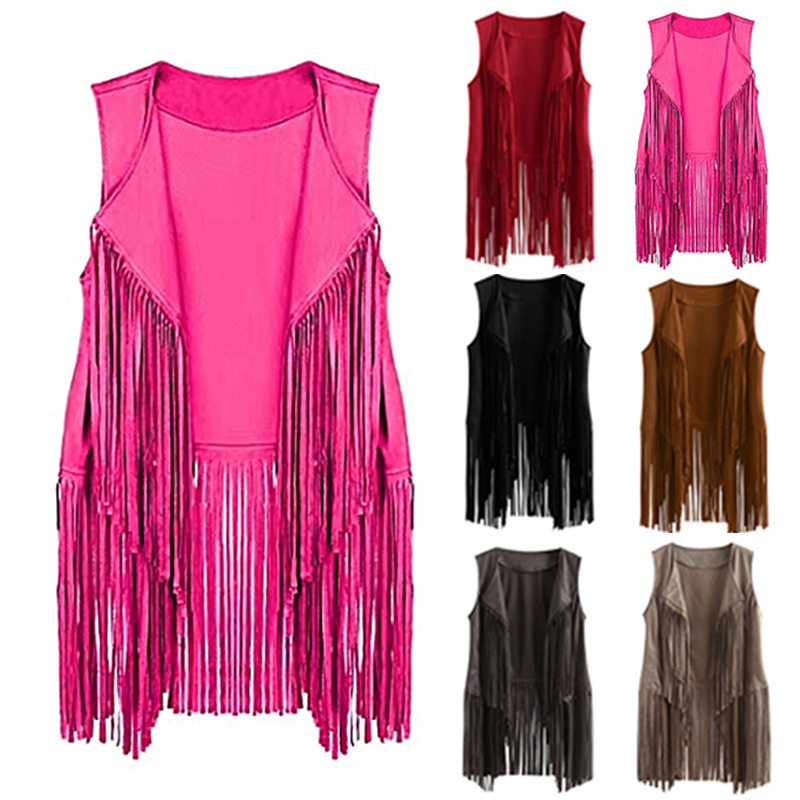 Cross-border 2024 Europe and the United States in spring and summer fashion thin tassel vamp women's European station slim slim sleeveless vest women's tide