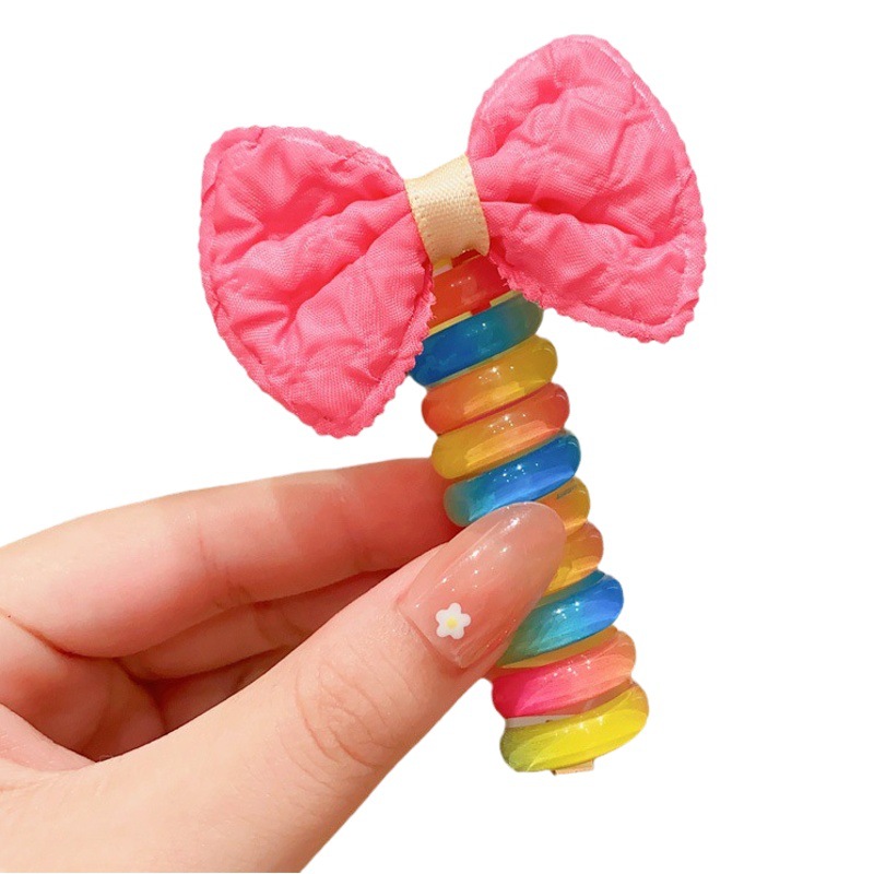 Children's Curly Phone Cord Hair Tie Girls High Ponytail Head Rope Durable High Elasticity Does Not Hurt Hair New Hair Rope Hair Accessories