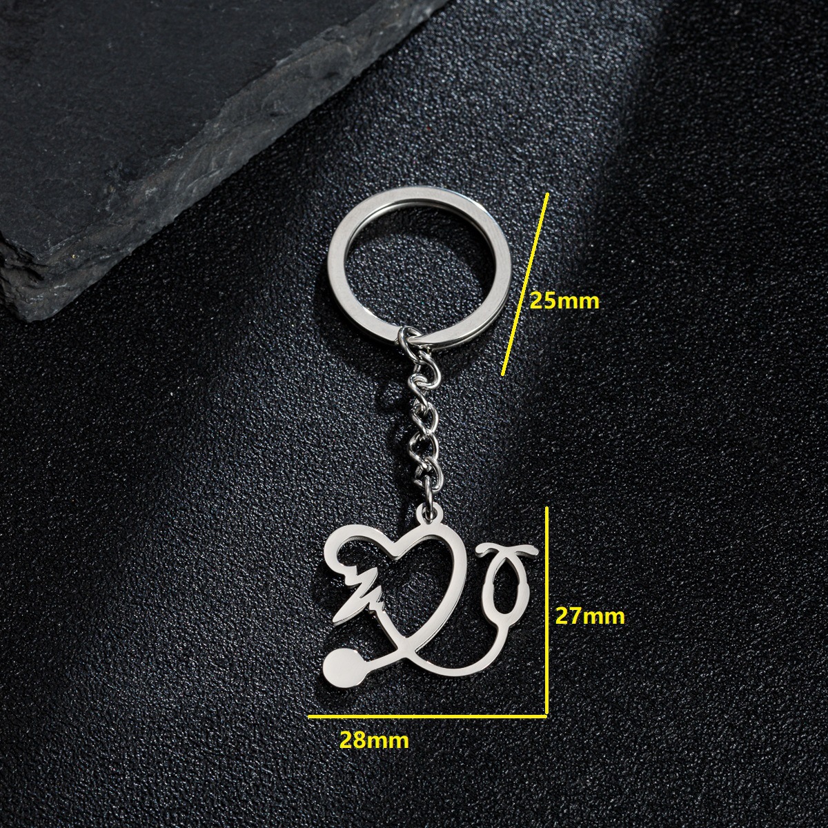 Picture of Japanese and Korean stainless steel metal keychain ins devil love bicycle stethoscope pendant schoolbag pendant in stock