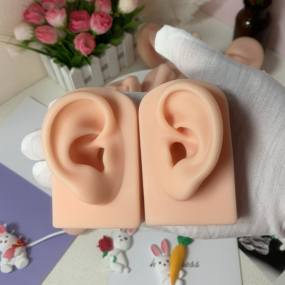 Picture of Silicone Ear Facial Features Model Nose Lip Model Training Posing Tool Nose Nail Tongue Nail Navel Nose Nail Display